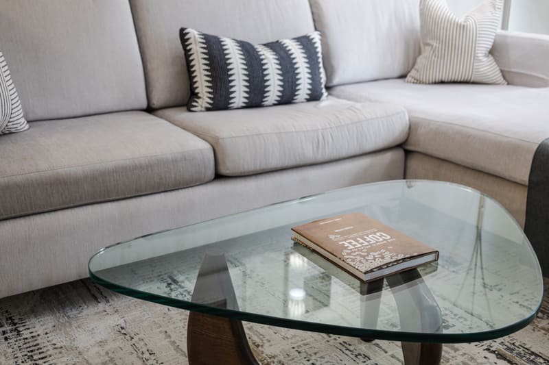 Glass coffee table and sectional