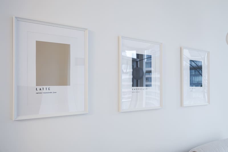 Coffee prints on the living room wall