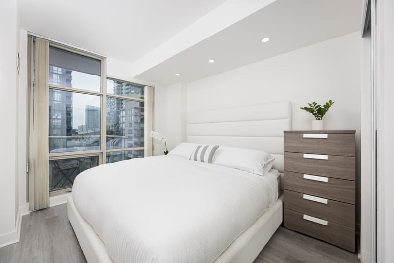 Maple Zen king bed by the bedroom window