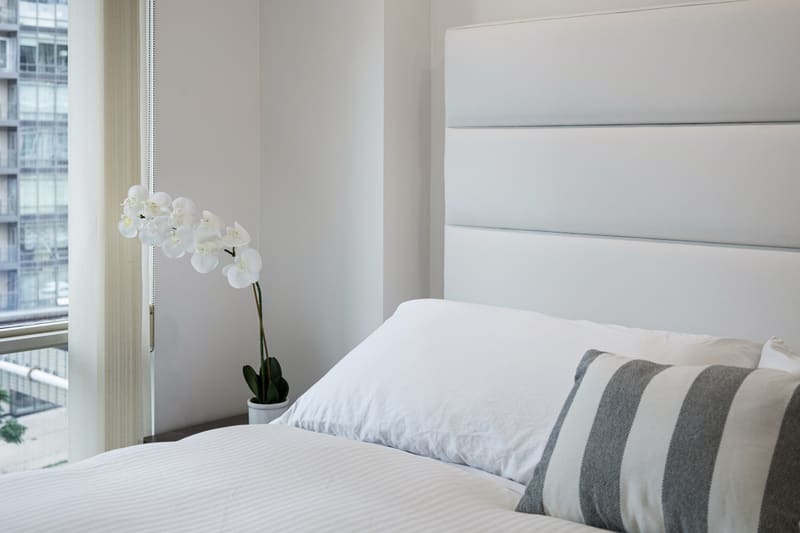 Orchid beside the Maple Zen king bed